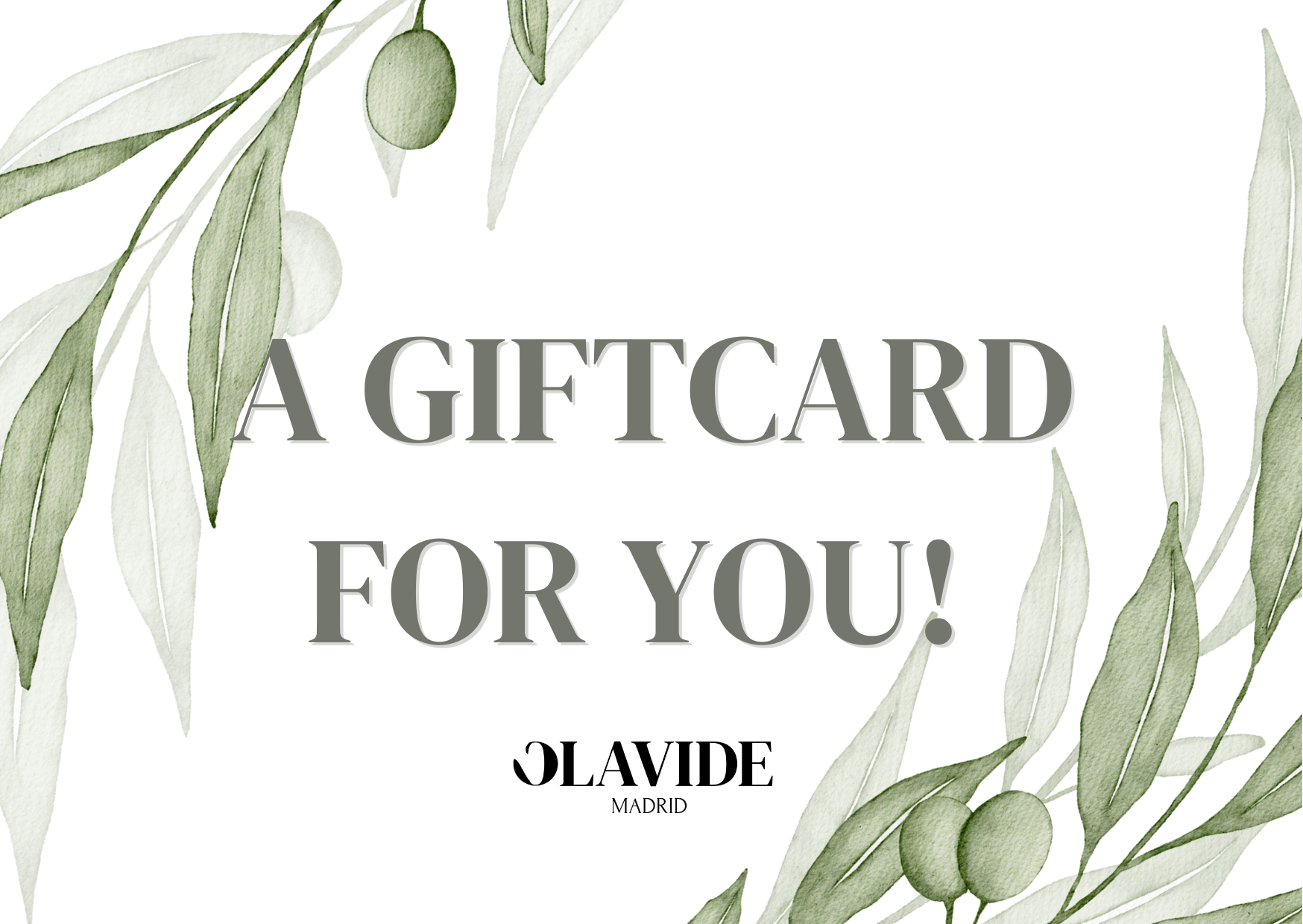 Tarjeta regalo skincare olavide productos con aceite de oliva